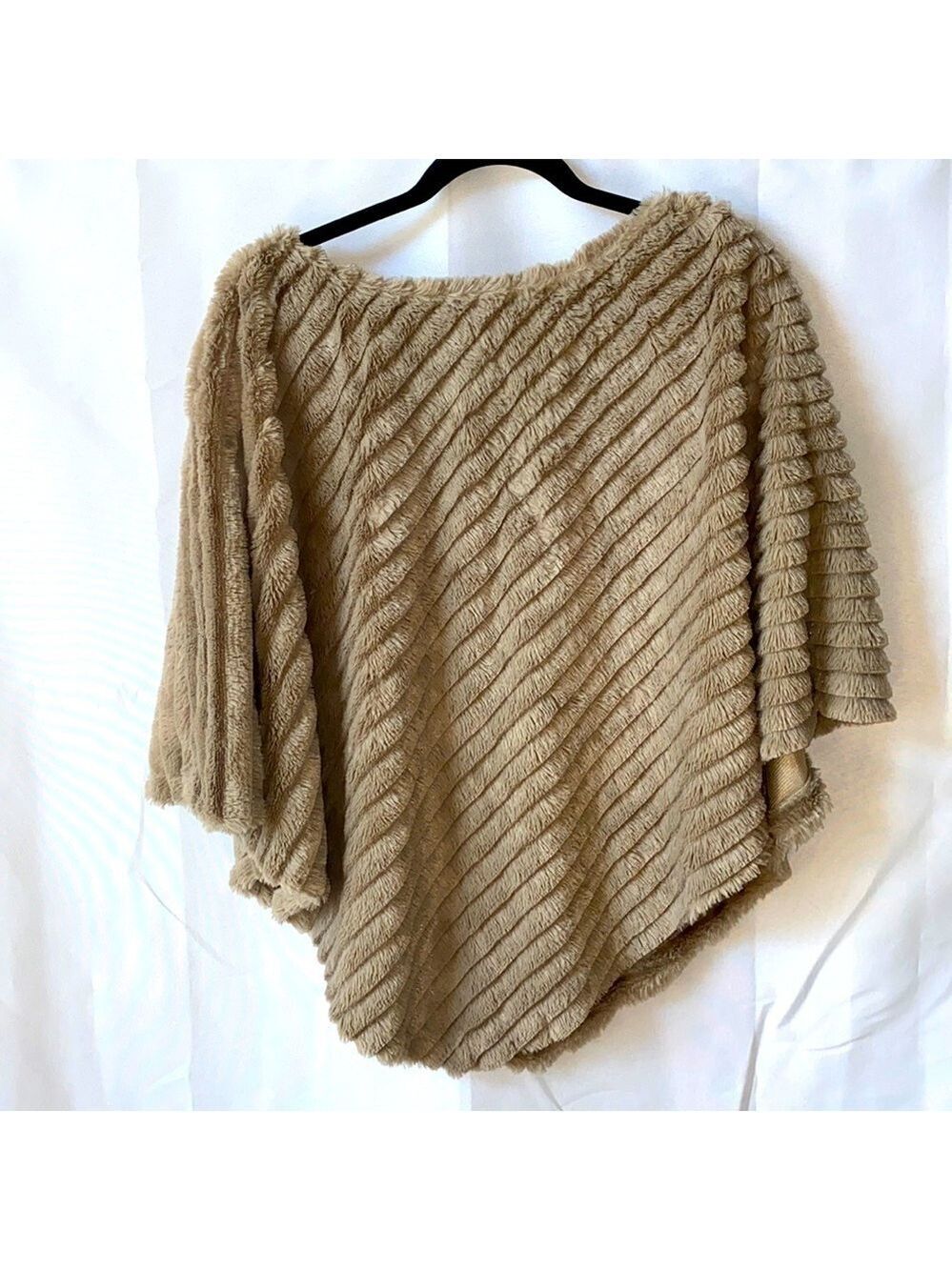 Black Rivet Faux Fur Poncho NWOT